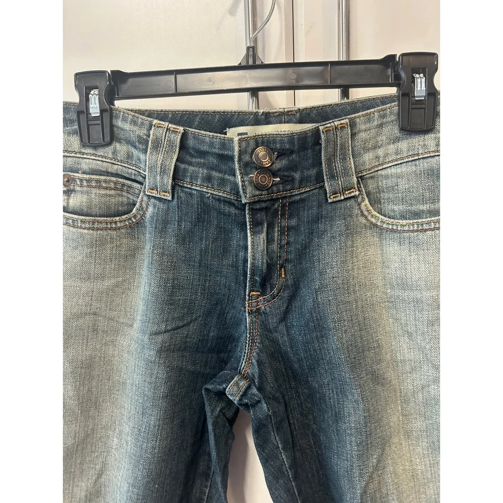 Gap Low Rise Cropped Jeans Medium Wash Double Button Denim Pants